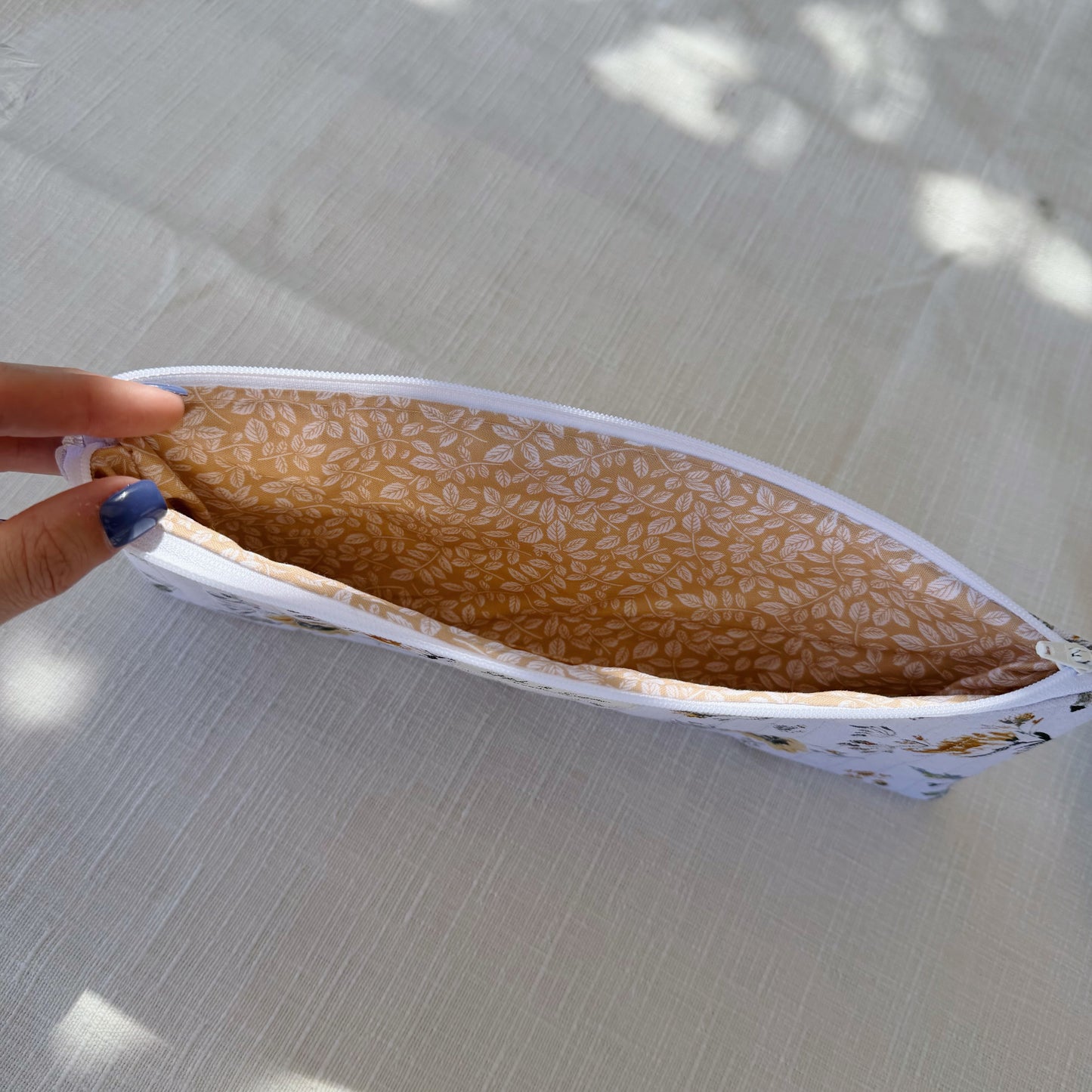 Golden Bloom Zipper Pouch