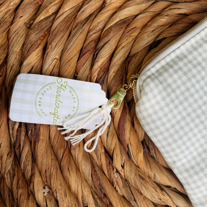 Sage Gingham Pencil Zip Pouch