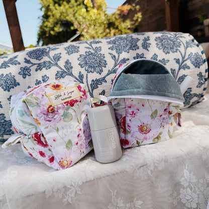 Denim Blooms makeup bag