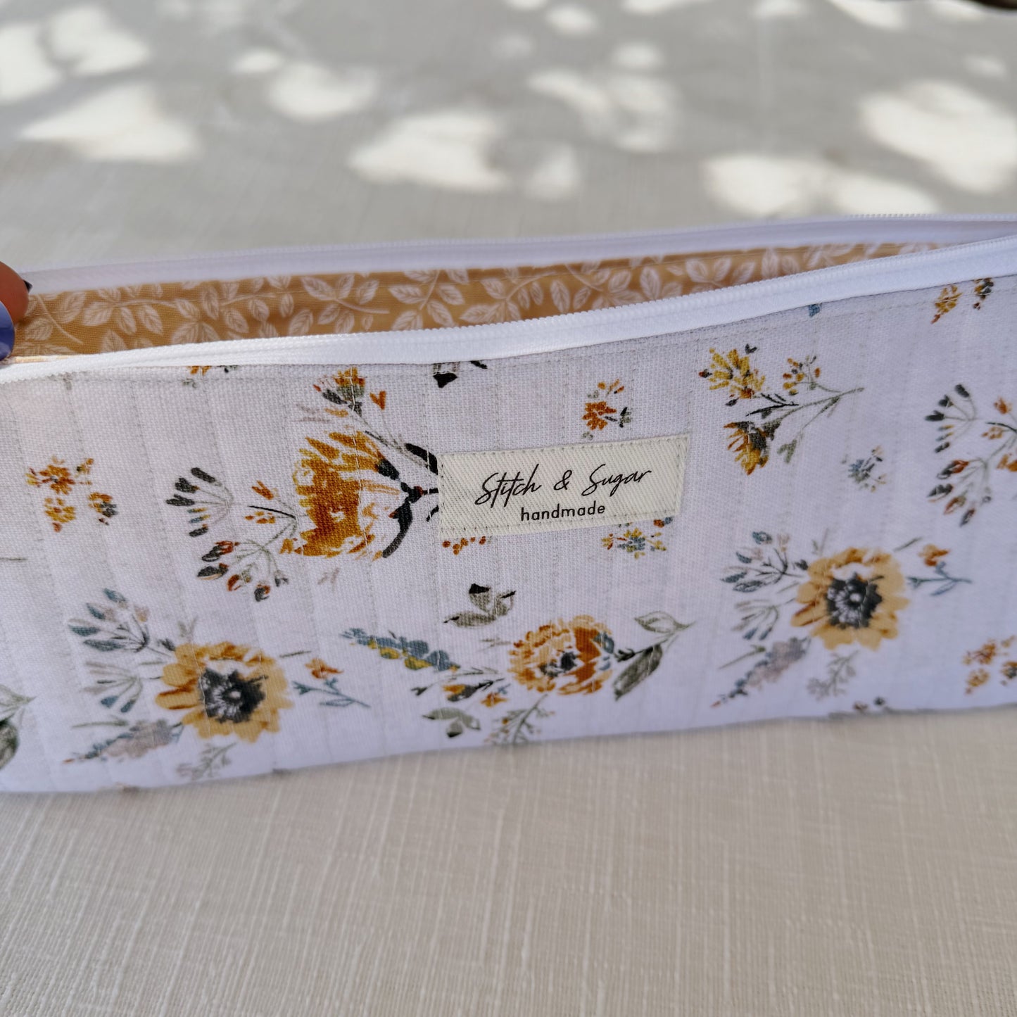 Golden Bloom Zipper Pouch