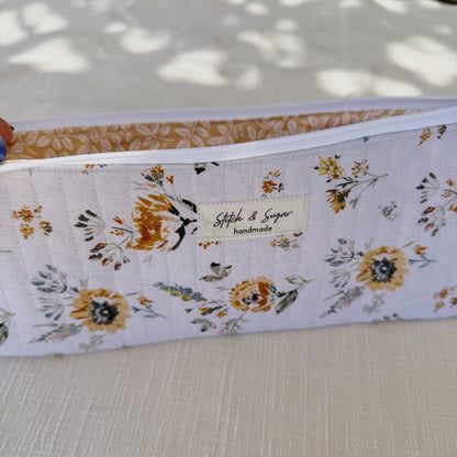 Golden Bloom Zipper Pouch