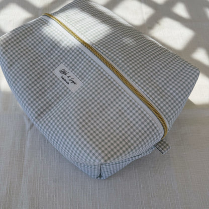 Sage Gingham Makeup Bag