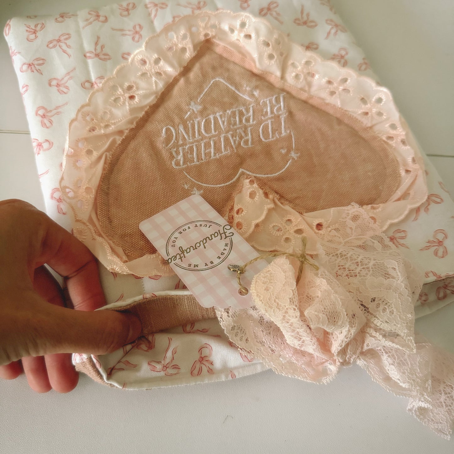 Dainty Pink Lace Book Sleeve