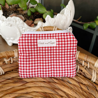 Red Gingham Coin Pouch