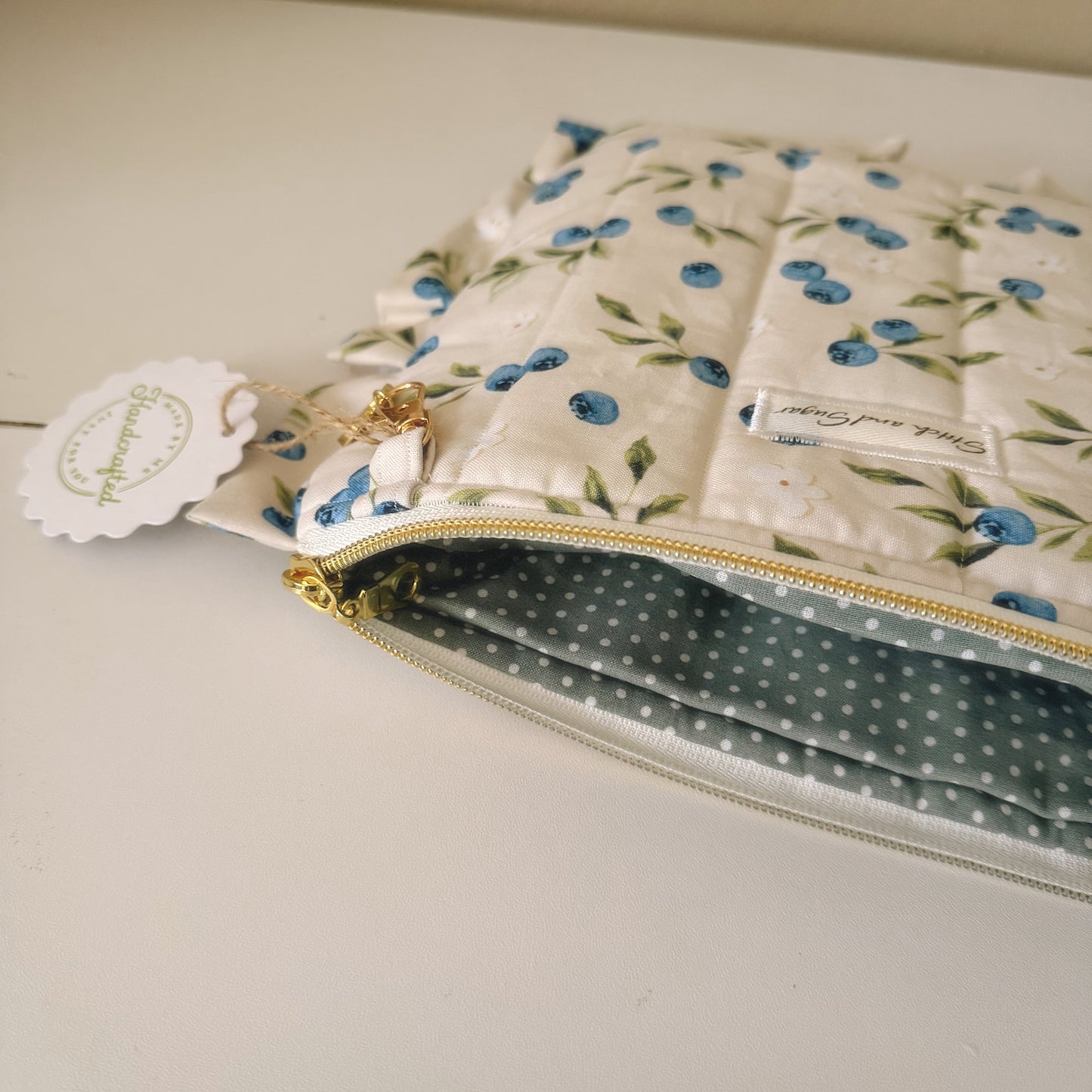 Blueberry Ruffle Zipper Pouch
