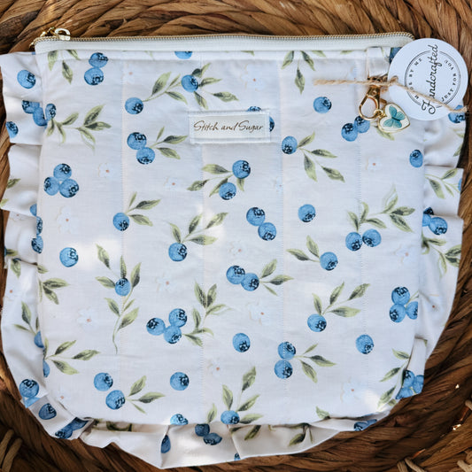 Blueberry Ruffle Zipper Pouch