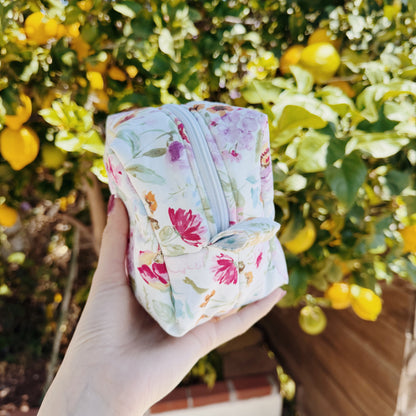 Denim Blooms makeup bag