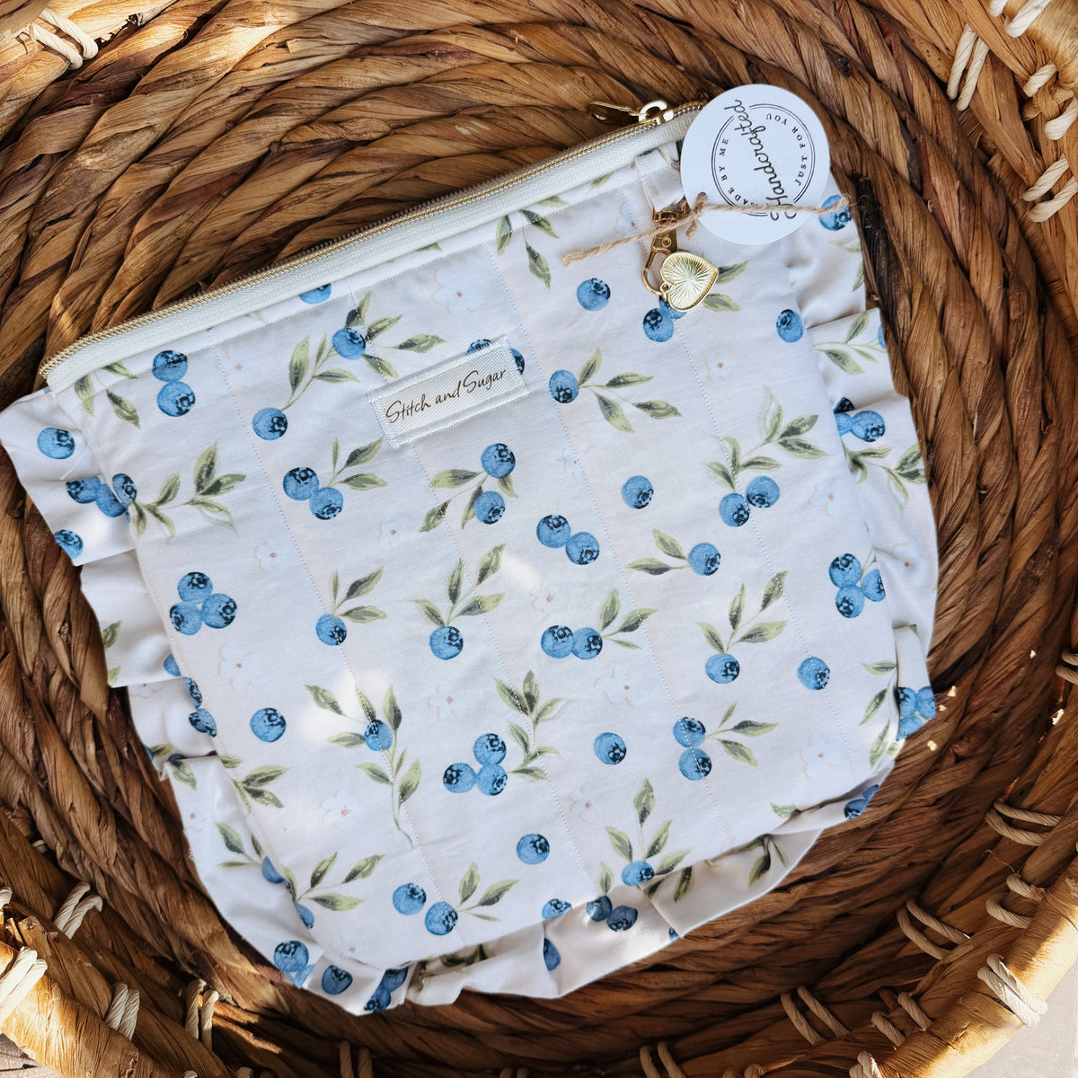Blueberry Ruffle Zipper Pouch