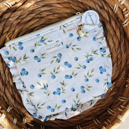 Blueberry Ruffle Zipper Pouch