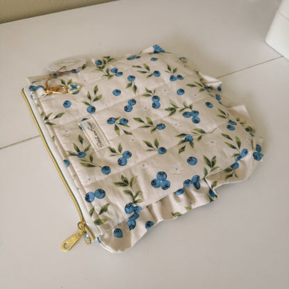 Blueberry Ruffle Zipper Pouch