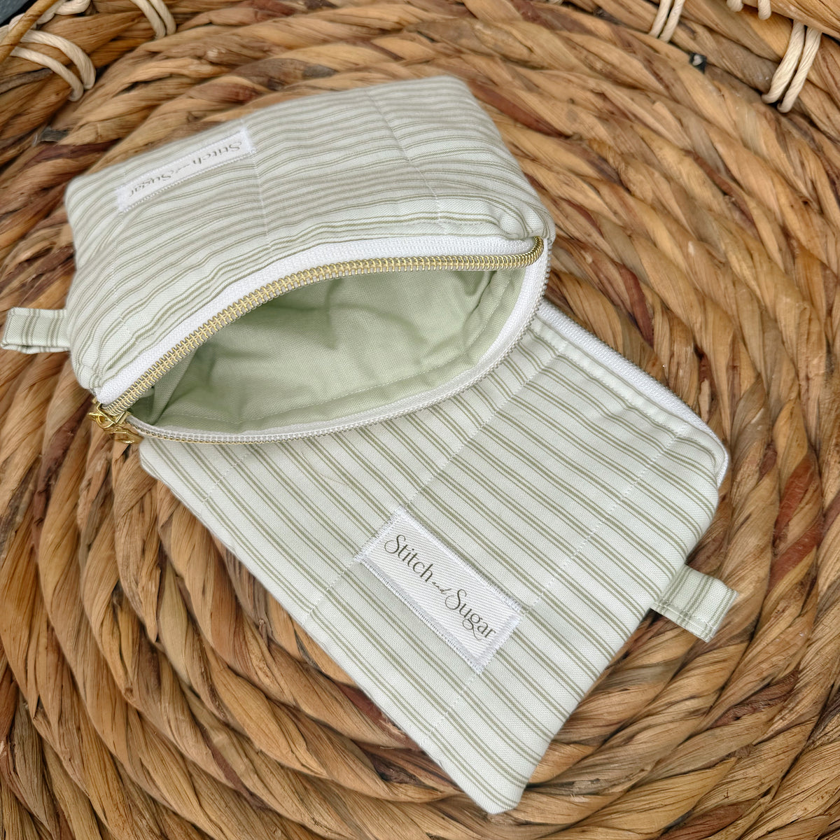 Sage Stripe Coin Pouch