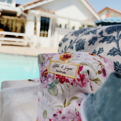 Denim Blooms makeup bag