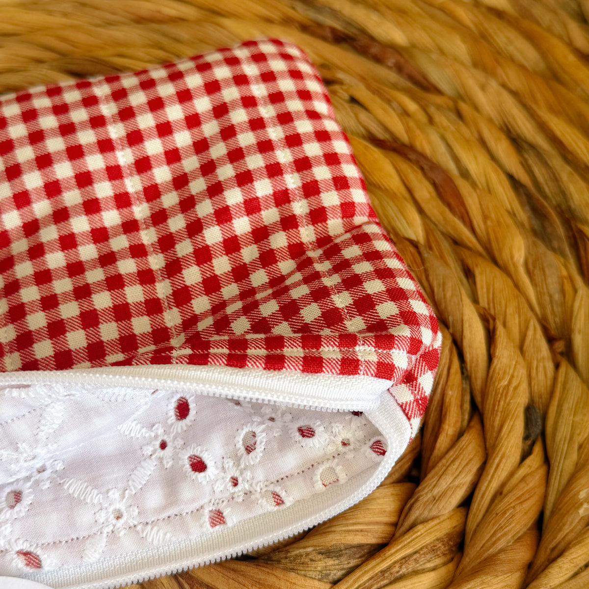 Red Gingham Coin Pouch