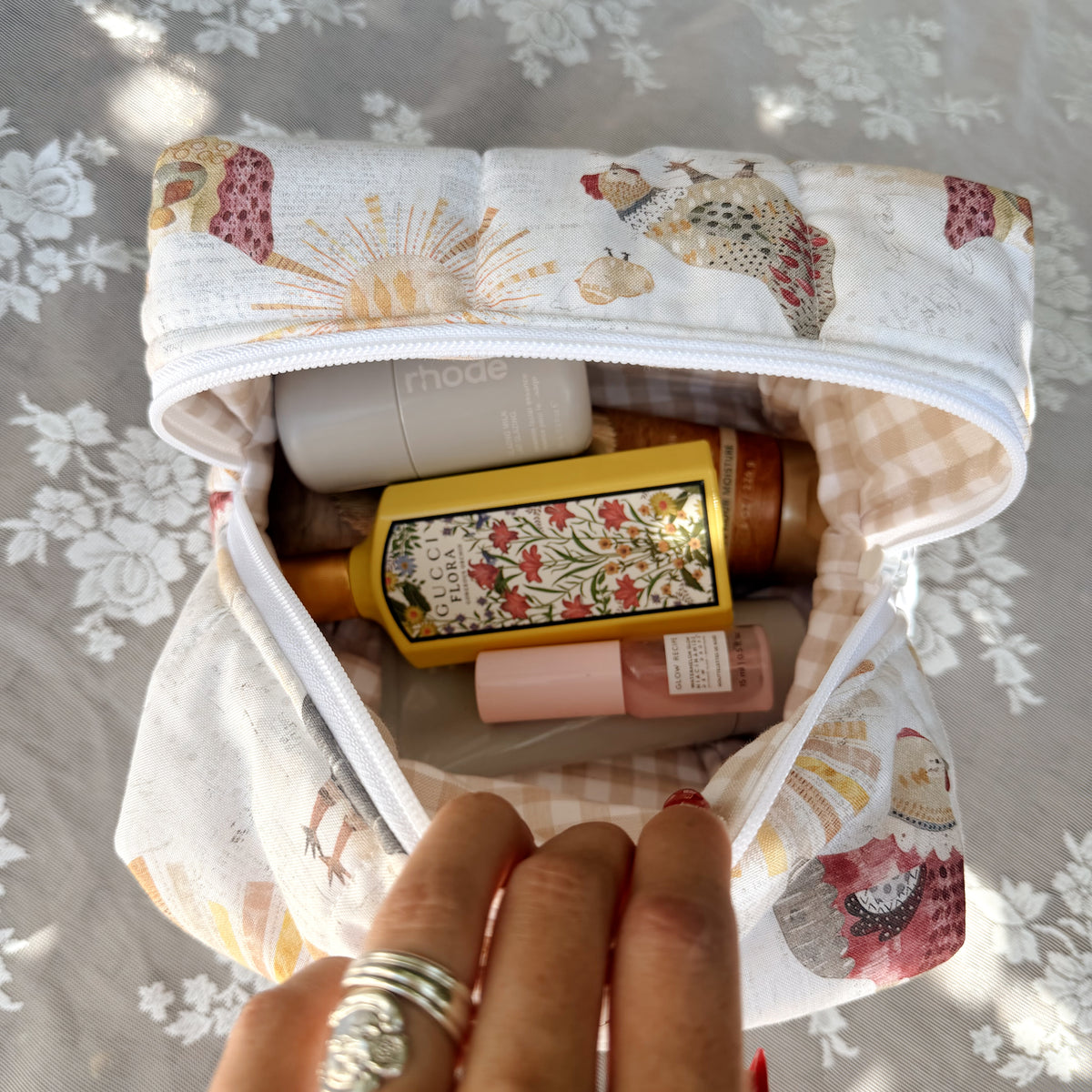 Rooster makeup bag