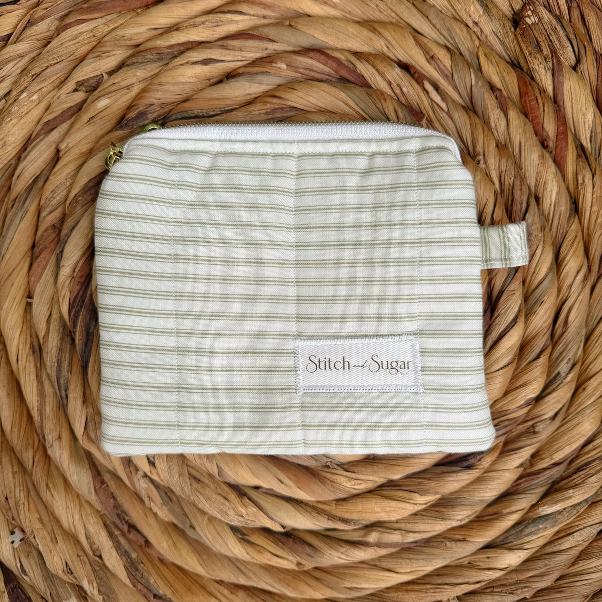 Sage Stripe Coin Pouch
