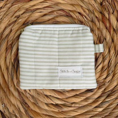 Sage Stripe Coin Pouch