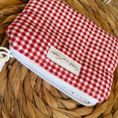 Red Gingham Coin Pouch