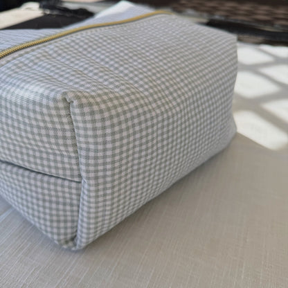 Sage Gingham Makeup Bag