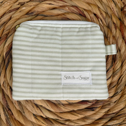 Sage Stripe Coin Pouch