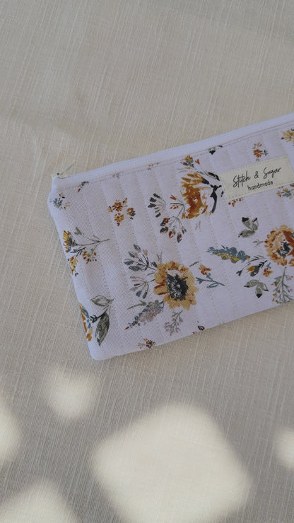 Golden Bloom Zipper Pouch